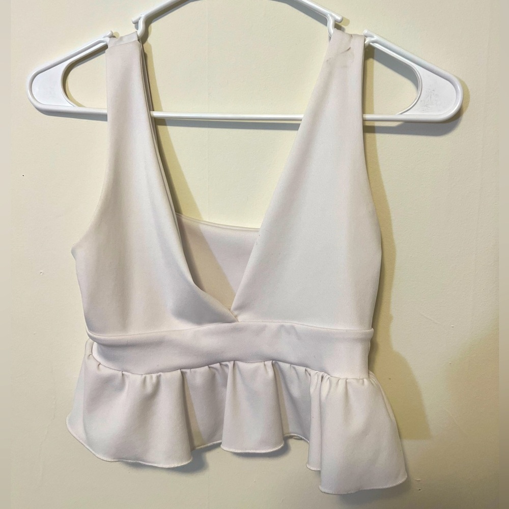 White Cropped Tank Top